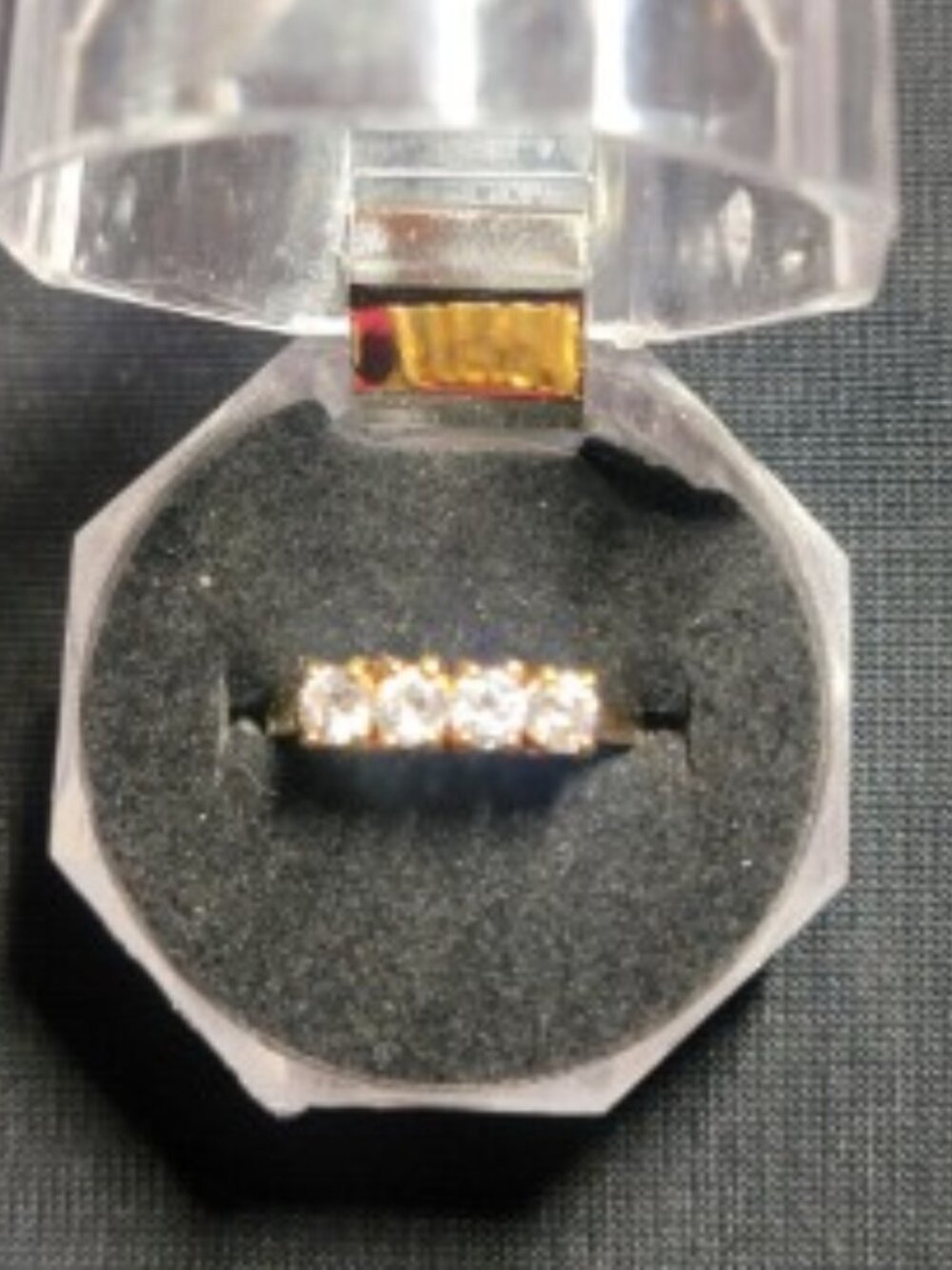 Gold Tone CZ Band Ring Size 6 Korea Multi Stone Wedding Style